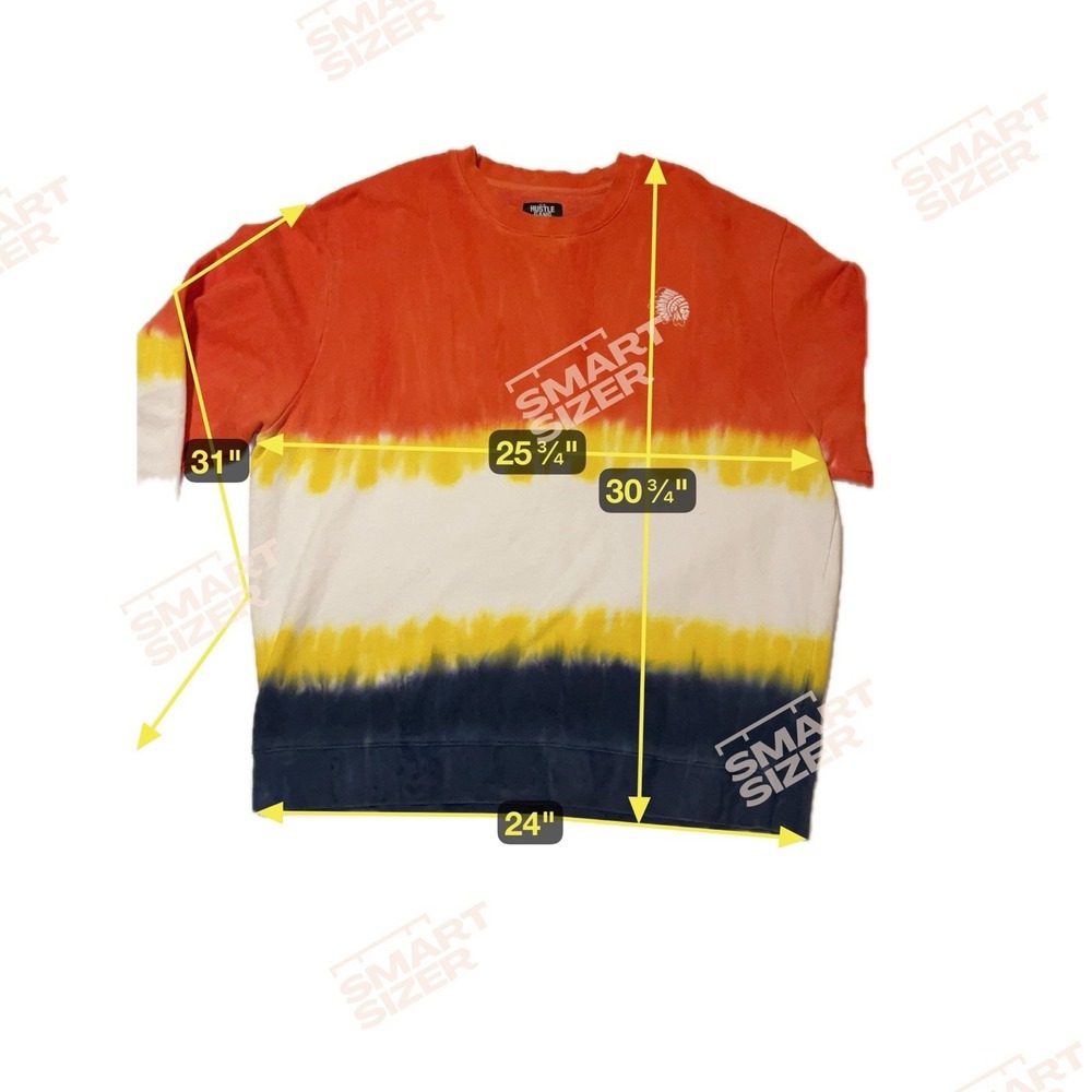 HUSTLE GANG 3x XXXL Sweatshirt Blue White Orange Tie Dye Embroidered Big & Tall - Picture 7 of 7